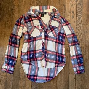White with Red & Blue Flannel